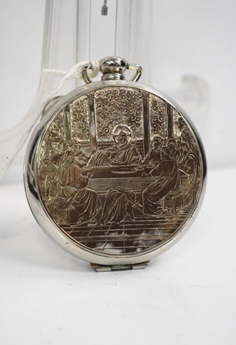 Older silver plated pyx host - plated,