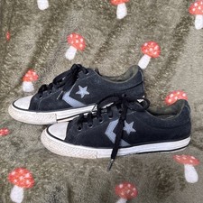 Kids Trainers, Converse One Star, Size UK 2, Black Suede, Used