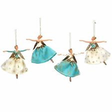 Gisela Graham Resin/Fabric Fairy (Lrg) - Teal/Gold Celestial Decoration x4