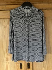 Zara Women’s 3/4 Length Sleeve Navy & White Blouse Size L