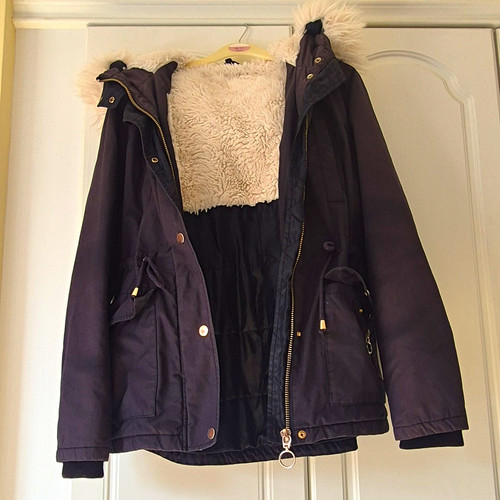 Topshop navy hooded parka - topshop,