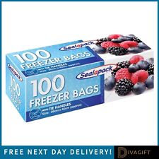 100 FREEZER BAGS LARGE FOOD STORAGE BAGS WITH TIE HANDLES 100PK 26CM x 40CM NEW