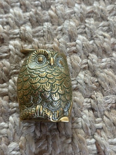 Vintage brass owl figure - , paper