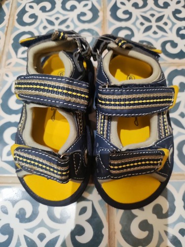 Boys navy yellow sandals - &,