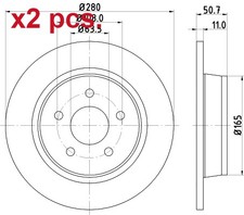 X2 PCS REAR BRAKE DISC ROTOS