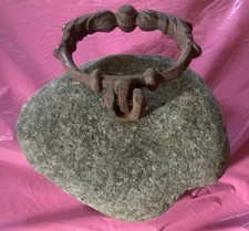 RARE Rotating Handle  Antique Curling Stone  Granite Scotch Door Stop  3.5kg 7in