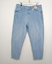 M&S Women's High Rise  Mom Jeans Blue Light  Wash Size 18 Long  NEW F2