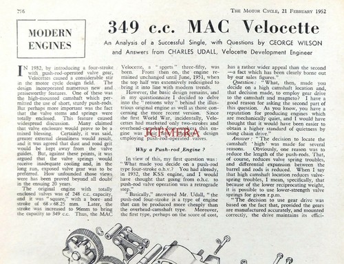 Velocette mac 349cc motor - velocette,