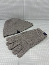 Jack Wills Grey Pure Wool Beanie Hat With Matching Woollen Gloves (Medium)