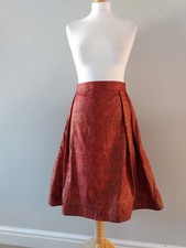Red Gold Bustle Skirt Vintage Steampunk Hitch Ruched 50s Victoriana Printed 10