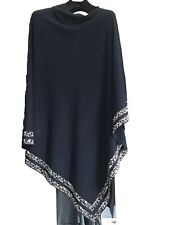 NEW CHIC PONCHO / COVERUP BLACK WITH SEQUIN TRIM ONE SIZE VERY SOFT FABRIC SHINY