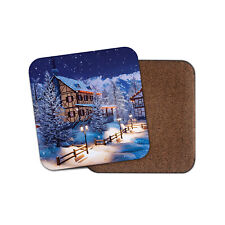 Alpine Mountain Town Coaster - Snow Winter Festive Christmas Cool Gift #16516