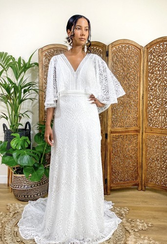 Boho lace wedding dress - lace,