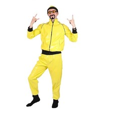 Men`s Ali G Costume Adult Yellow Tracksuit Hip Hop Rapper Fancy Dress S - XXL