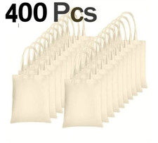 400 x 100% COTTON SHOPPING PLAIN BAGS  ECO FRIENDLY TOTE SHORT HANDLE BAGS