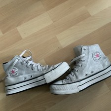 Silver Sparkle Converse High Top Trainers Size UK 4.5 platform 