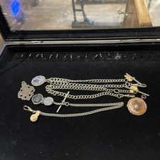 3 x Vintage / Antique Albert Pocket Watch Chains + fob’s  . AL*2 