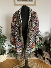 Zara Kimono Cardigan Fringed Tribal Aztec Embroidered Blazer Coat Jacket Size S