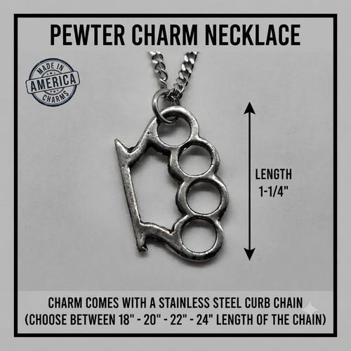 Brass knuckles pewter pendant - knuckles,
