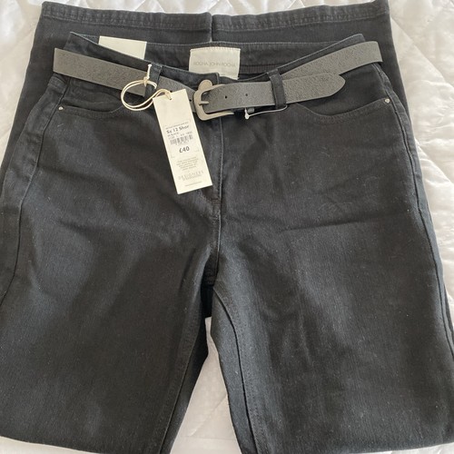 Ladies black belted jeans - black,