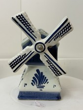 Vintage Blue And White Delft Musical Spinning Windmill (Working)