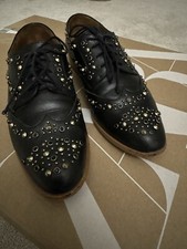 ZARA black leather brogue shoes