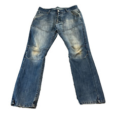 Double Knee Y2K Mens Jeans Cinch Cargo Flap Pocket Patch VINTAGE Enzo W36 L32