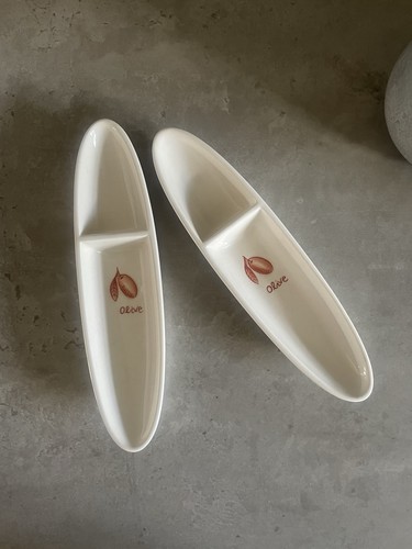 Vintage ceramic olive boat - olive,