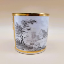 Antique Spode Porcelain 19th Century Bat Printed Coffee Cup Can Circa 1805 AF