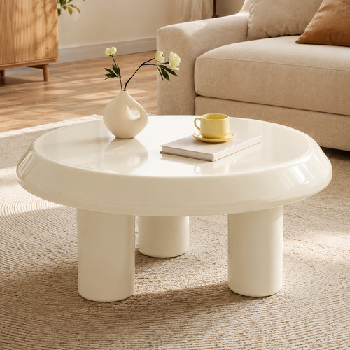 Cream white oval coffee table - cream,