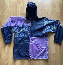 Vintage Purple Navy Abstract Print Colour Block Men’s 90s Windbreaker M L