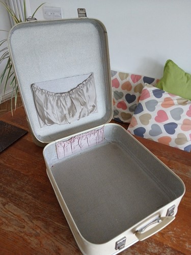 Leather suitcase white - leather,
