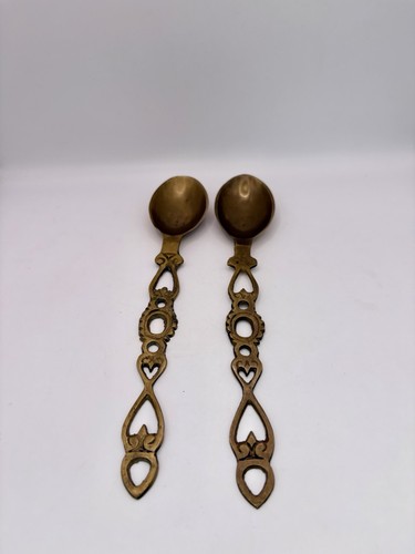 Vintage brass welsh lovespoons - brass,