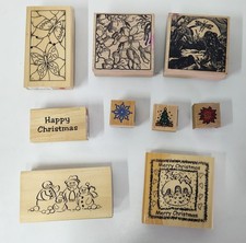Rubber Wooden Stamps Bundle- For Crafting/Card Making, Christmas Anitas, Magenta