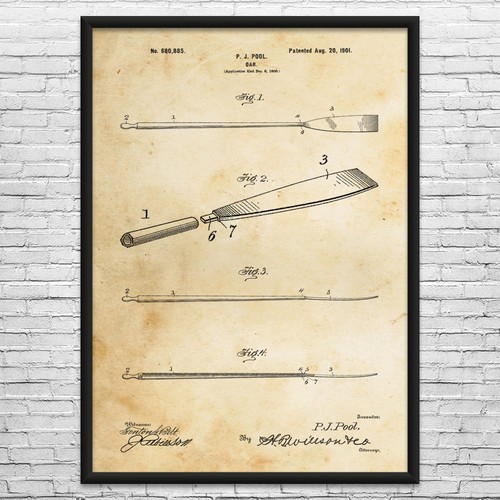 Boat oar patent wall art - boat,