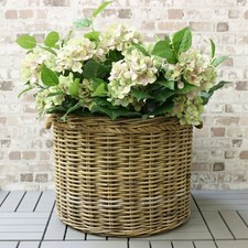 Grey & Buff Rattan Round