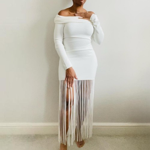 Zara white knit midi dress - white,