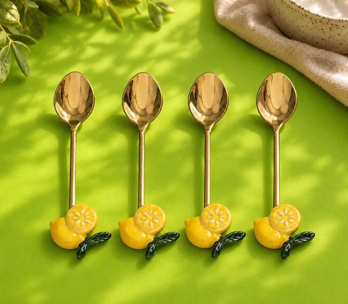Lemon dessert spoons set 4 - lemon,
