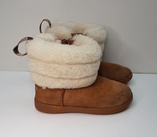 UGG MINI 9UK EUR27.5 GIRLS BROWN SHEEPSKIN WATER RESISTANT WINTER SNOW BOOTS ZIP