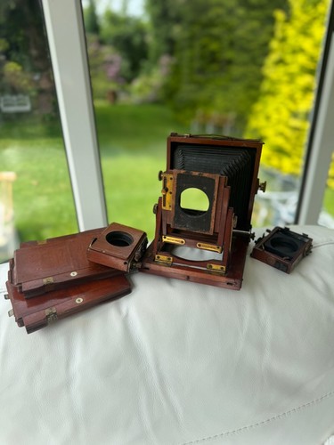 Vintage mahogany plate - , camera