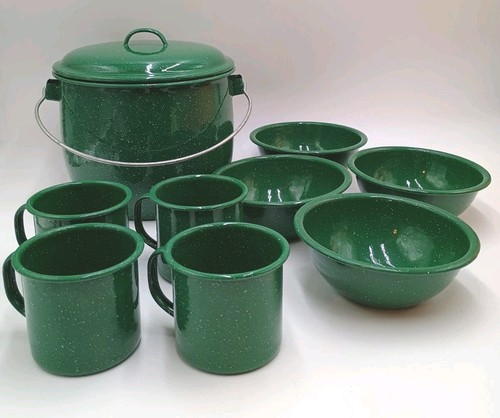 Metal enamel camping set pot - camping,