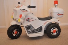 Kids Police Electric Bike Childs Buggy Motorbike New WHITE FINAL DISCOUNT!
