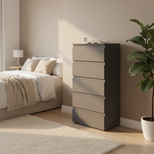 Modern Slim Grey 5 Drawer