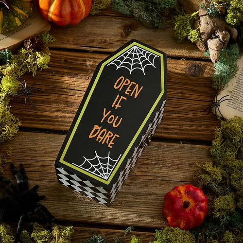 Wooden halloween coffin box - wooden,