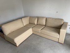 Nabru 4 Seat Corner Flat Pack Sofa Cream Beige Leather Self assembly