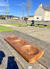 LARGE ANTIQUE ADZED OAK CHURCH CHAPEL REFECTORY TABLE CENTREPIECE 3 SECTION BOWL