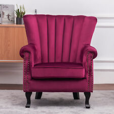 Occasional Wing Chair High Back Velvet Fabric Tub Chair Fireside Armchair Lounge