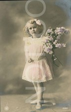 RPPC Portrait Girl Flowers