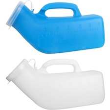 Male Urinal Bottle & Lid LARGE 1200ML Portable Car/Camping/Travel/Bed Urine Pot~