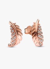 Unwanted Gift Stud Pink Gold Plated Feather Earrings Dyadema New